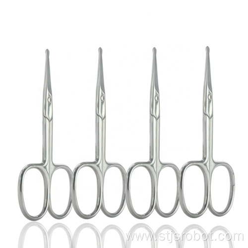 Professional Silver Color Eyebrow Nose Hair Scissors Stainless Steel Durable Beauty Trimming Tool with Customized Logo